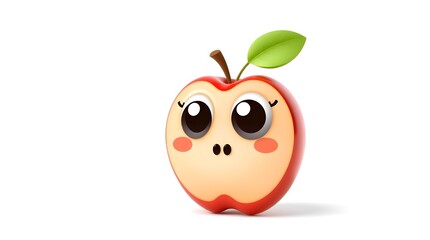 Obraz premium one cute cartoon apple on light background for celebrating fresh produce