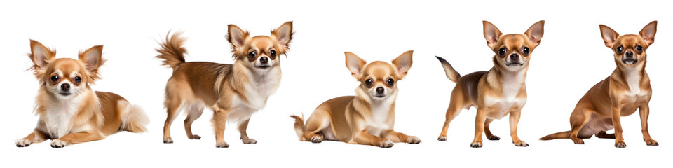 Obraz premium Chihuahua dog png cut out element set, transparent background