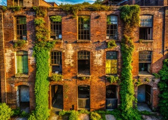 Fototapeta premium Perilous Urban Decay: Crumbling Building Facade, Danger Zone