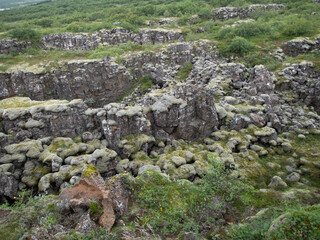 Where the tectonic plates separate in Iceland