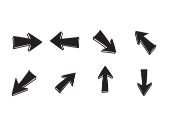 Arrow sign hand drawn line art vector illustration.