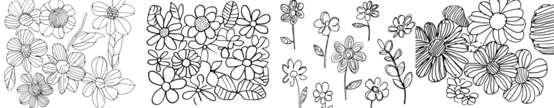 Hand-drawn zentangle floral background for a coloring page