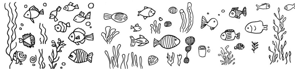 Naklejka premium decorative aquarium fish for your coloring book