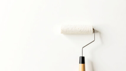 Obraz premium Minimalist paint roller on white background