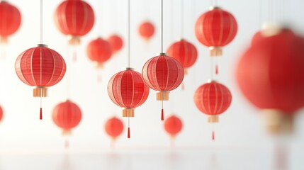 Cultural celebration vibrant red lanterns in a festive indoor atmosphere