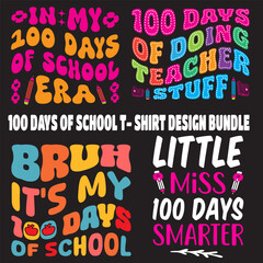 1oo Days Of School T- Shirt Design Bundle  children, education, kindergarten, student, school, typography, teacher, back to school, study, print, shirt, class, colorful