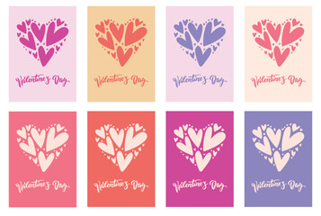 Valentine's day lettering card collection