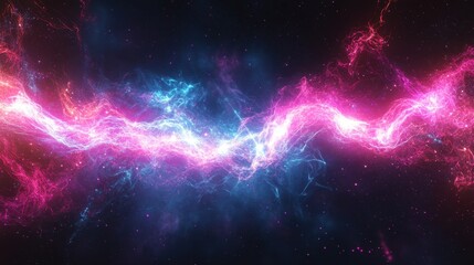 Fototapeta premium Vibrant Cosmic Energy Stream with Neon Colors in a Dynamic Space Background