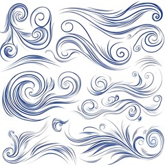 Fototapeta premium Set of Decorative Wind or Flow Design Elements