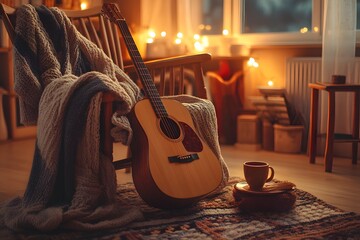 Warm Cozy Corner with Guitar