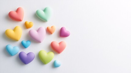 Colorful Heart Shapes on White Background for Creative Designs