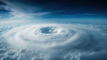 A breathtaking aerial view of a swirling cyclone, showcasing its powerful formation and captivating patterns, emphasizing nature's extreme weather phenomena beautifully.