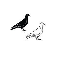 Fototapeta premium Flying dove silhouettes isolated, Set of black silhouettes of doves in flight