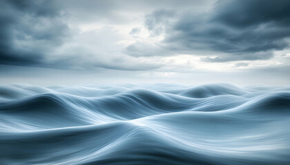 Serene seascape; calming ocean waves under a dramatic, brooding sky.  Perfect for meditation, tranquility, or nature themes.