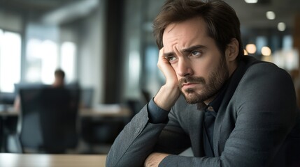 Frustrated person in work uniform feeling overwhelmed by tasks, representing workplace stress and challenges in professional environments.