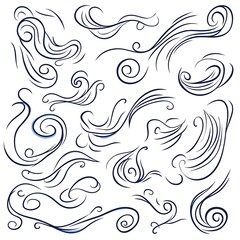 Fototapeta premium Set of Decorative Wind or Flow Design Elements
