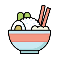 Minimalist Rice Bowl Vector Illustration.