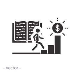business research, education human for capital growth icon, economic development, progress career, flat vector illustration