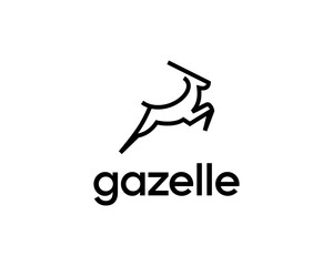 Gazelle Deer Antler Antelope Jump Line Art Simple Minimalist Vector Logo Design Illustration