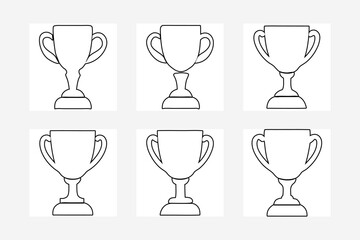 Champion Cup  set  Line Art | Beautiful Victory Drawing Illustration 