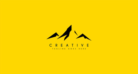 Mountain peak summit logo design. Outdoor hiking adventure