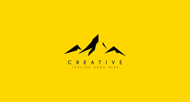 Mountain peak summit logo design. Outdoor hiking adventure