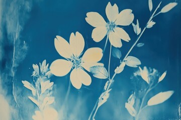 Botanical cyanotype designs featuring unique flower and leaf patterns for creative inspiration