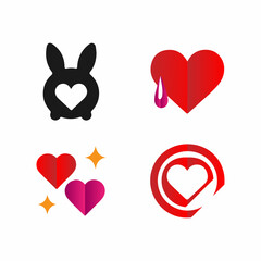 This image features a collection of four different icons representing love, all with a stylized, playful design.