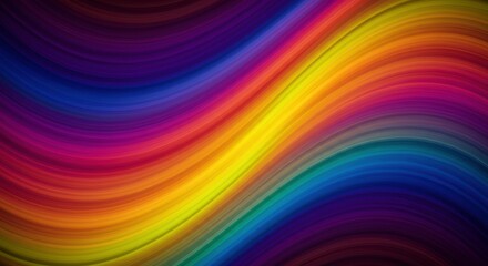 Obraz premium Vibrant Rainbow Swirl: Abstract image featuring dynamic, flowing waves of vibrant rainbow colors creating a mesmerizing and energetic visual experience. The colors blend seamlessly.