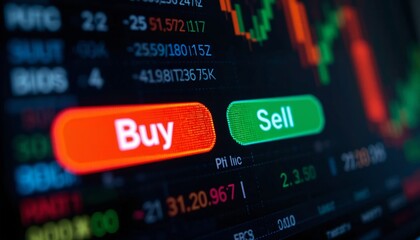 Buy or sell buttons concept displayed on a computer screen