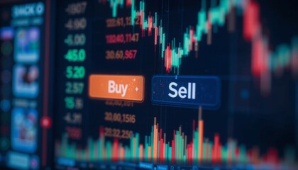 Buy or sell buttons concept displayed on a computer screen