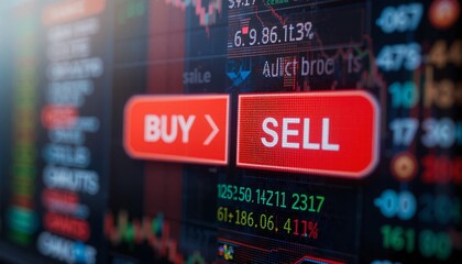 Obraz premium Buy or sell buttons concept displayed on a computer screen