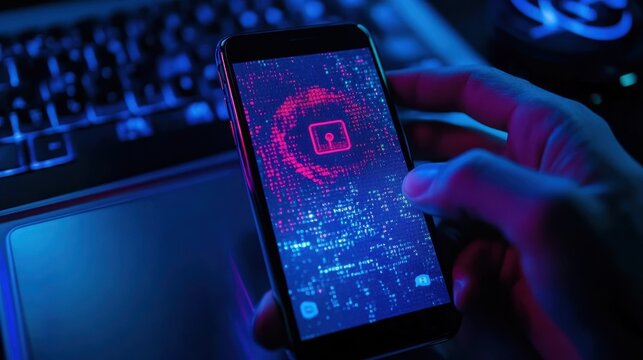 Person Using Phone for Authentication in Daylight Setup - Powered by Adobe