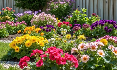 Vibrant flower garden in full bloom