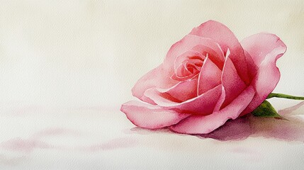 Minimalist Watercolor Pink Rose – Elegant and Timeless Floral Art for Valentine's day card art