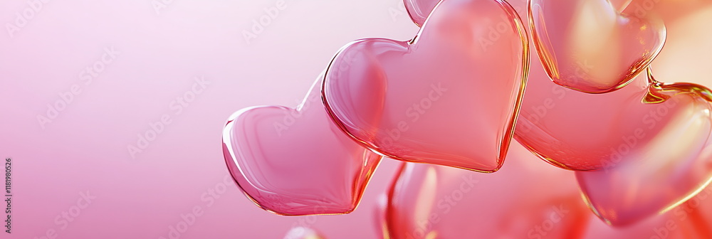 Poster soft and dreamy valentine's day horizontal greeting banner background with empty copy space with ove