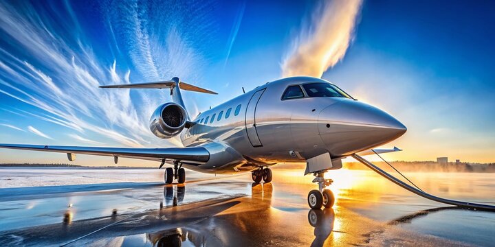 Private Jet Deicing: Anti-Icing Fluid Spray on Aircraft Exterior