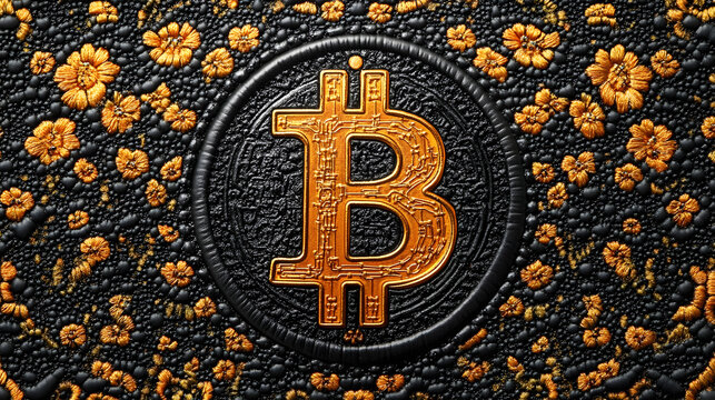 Modern Bitcoin Logo with Abstract Electronic Texture