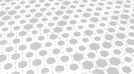 Hexagonal Grid: A mesmerizing 3D render of a repeating hexagonal grid, creating a dynamic and abstract pattern molecule