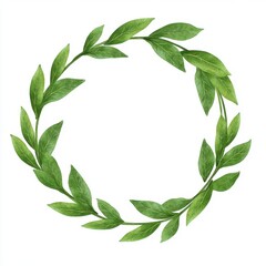 A circular wreath made of vibrant green leaves, symbolizing nature, growth, and harmony.