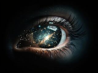 Naklejka premium A stunning close-up of a cosmic eye reflecting the universe.