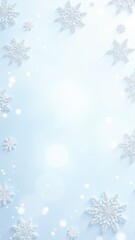 A seamless pattern of detailed snowflakes on a frosty blue and white background. Elegant crystalline designs with subtle sparkles evoke winter's purity, perfect for seasonal decor and textiles.