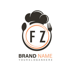 initial monogram logo With restaurant Circle shape logo design.
