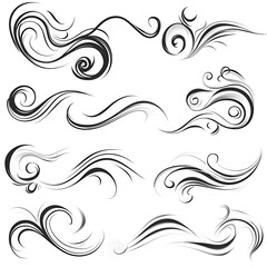 Fototapeta premium Set of decorative swirls and flowing lines for design elements