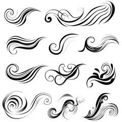 Fototapeta premium Set of decorative swirls and flowing lines for design elements