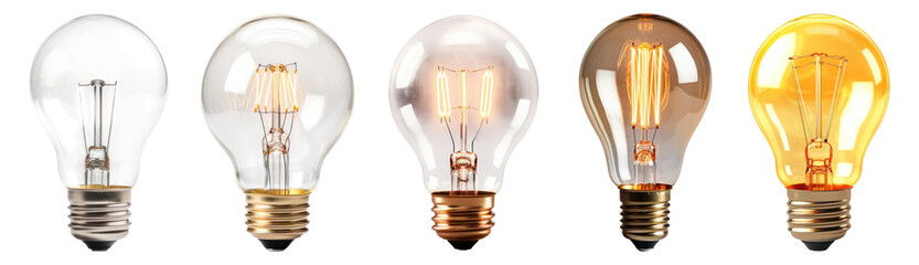 Light bulb png cut out element set, transparent background