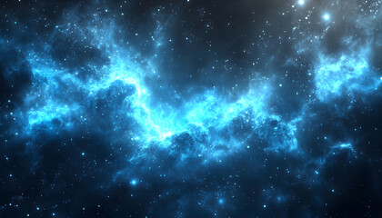 Celestial Nebula Glowing Blue Cosmic Dust