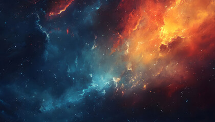 Fototapeta premium Celestial Nebulae A Cosmic Dance Of Fire And Ice