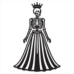 Skeleton Queen illustration Vector, Queen Skull Clipart Design
