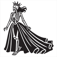 Fototapeta premium Skeleton Queen illustration Vector, Queen Skull Clipart Design 